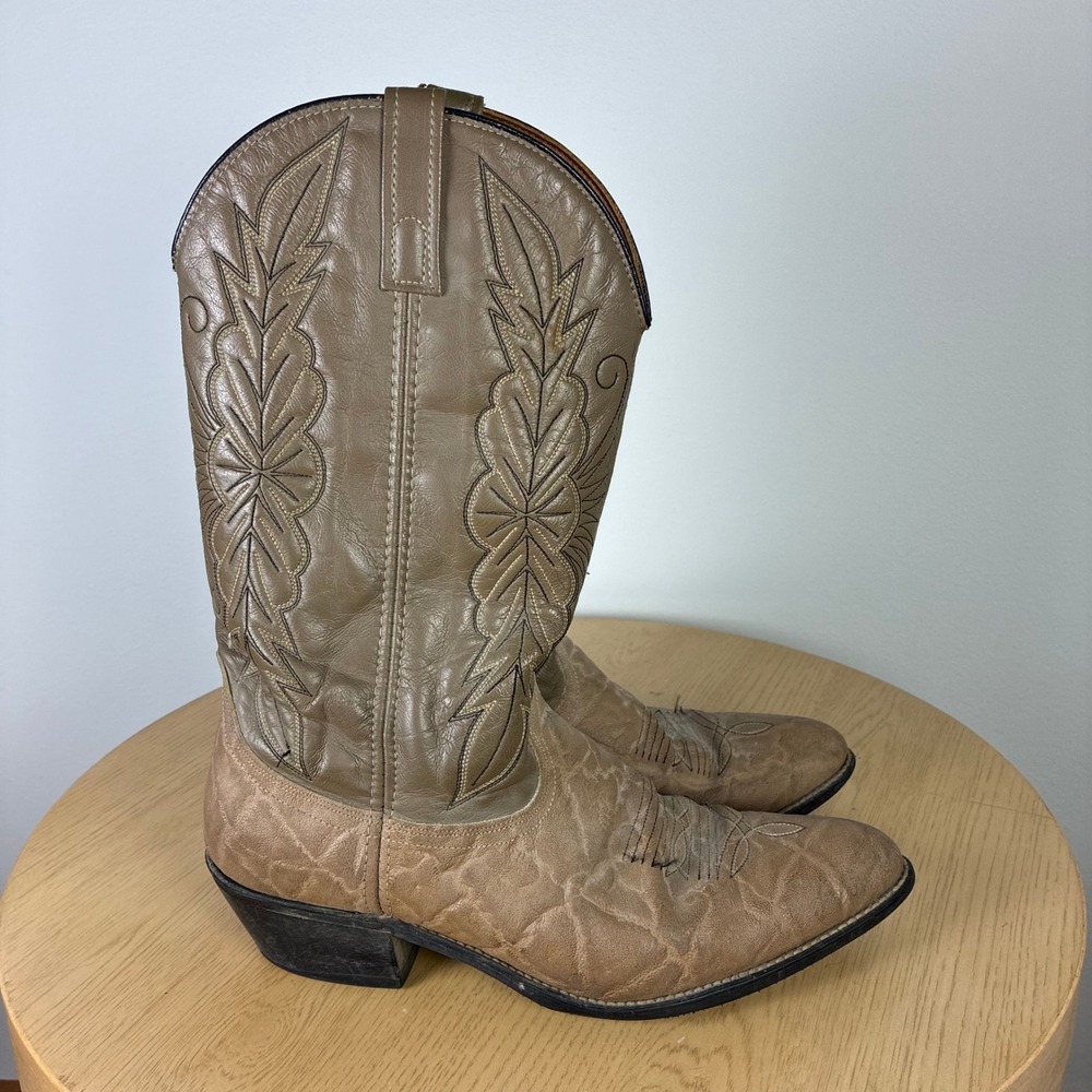 Vintage Acme Leather Western Cowboy Boots Embossed Grain Men's 12 D Rodeo